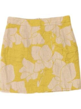Zara Floral Jacquard Mini Skirt in Mustard and Beige, sz S